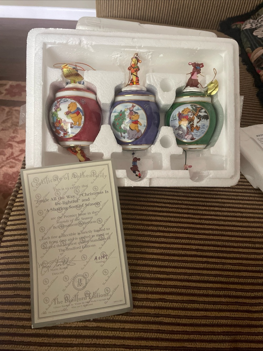 The Bradford Exchange Winnie the Pooh Holiday Ornament Trio - Red, Blue, Green
